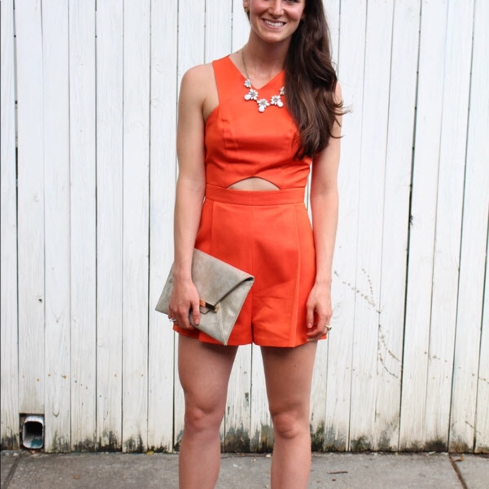 Orange cut out romper